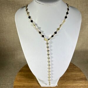 Diamonique x Lisa Freede Mini Disk Lariat Necklace Gold